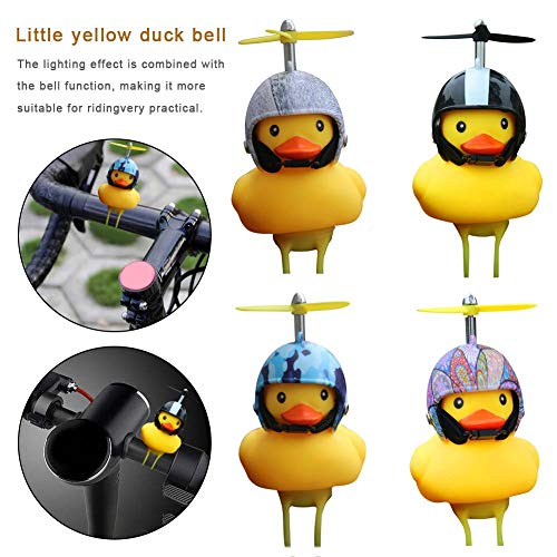 Kids Bike Horn Bicycle Lights Bell Duck Squeeze Helmet Propeller Handlebar Bell Light Horn Lamp for Toddler Children Adults