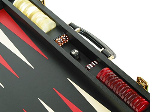 Zaza & Sacci Leather Backgammon Set - Board Game - 20" Black Case