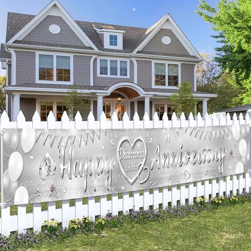 60th wedding anniversary banner silver