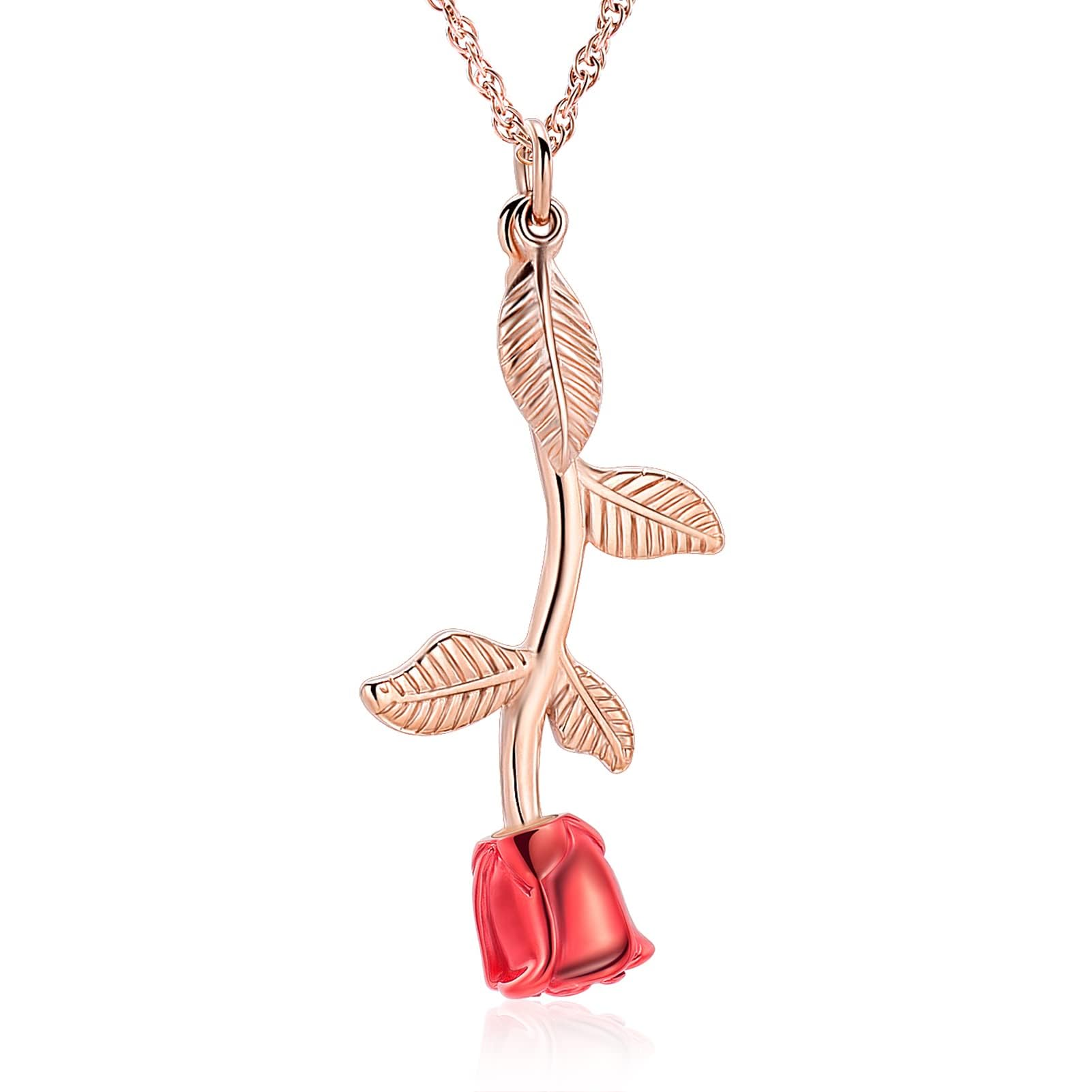 Rose Flower Urn Necklace Cremation Jewelry for Ashes for Women Girls Urn Keepsake Pendant Human Pet Memorial Locket Holder
