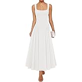 ZESICA Womens 2026 Summer Sleeveless Square Neck Sundress Casual Long Flowy A Line Beach Vacation Maxi Dresses