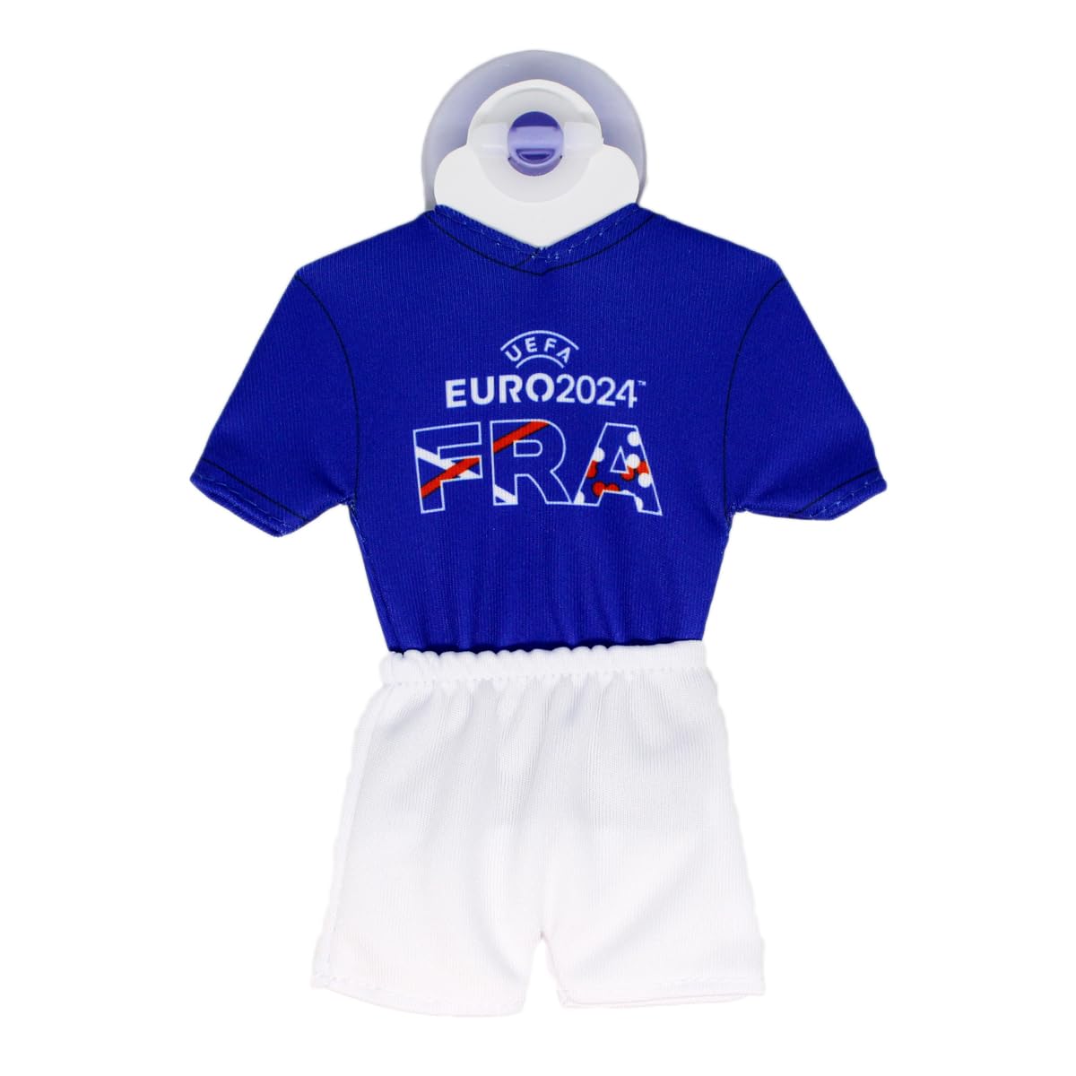 UEFA Euro 2024 Mini Kit/Mini Jersey 17 x 14 cm with Suction Cup, Football Fan Item, European Championship, Officially Licensed Product, Gift Item (France Design)