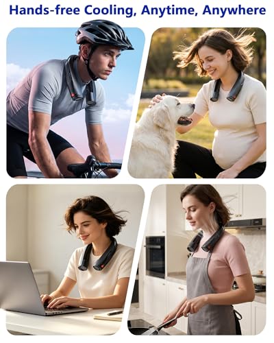 Gentsvip Portable Neck Fan with Reading Light, 6-Speed Wearable Fan, 6000mAh USB-C Rechargeable Hands Free Fan, Summer Gifts for Men Women, for World Cup, Outdoor Work, Travel, Camping - Black