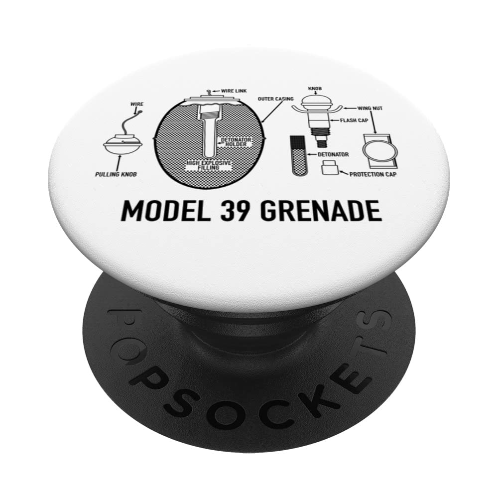 Model 39 Grenade German WW2 Egg Grenade Blueprints PopSockets Swappable PopGrip