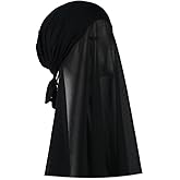 Faticinfa Instant Chiffon Hijab with Tie Back Under Cap Solid Color Soft Chiffon Scarf With Hijab Inner Caps For Muslim Women
