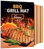Aoocan Copper Grill Mat - Set of 3 Heavy Duty BBQ Grill Mats - Non Stick, BBQ Grill & Baking Mats - Reusable, Easy to Clean Barbecue Grilling Accessories - Extended Warranty