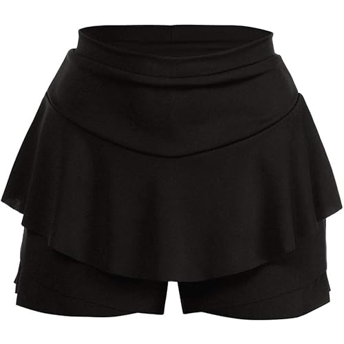Short Skirts for Women Ruffles Solid Color High Waist Mini Swing Skirt
