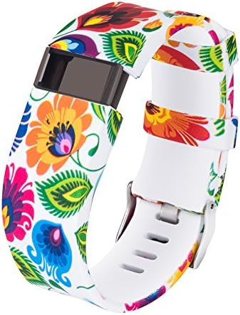 Gealpoor For Fitbit Charge HR Bands, Silicone Replacement Adjustable Band Strap for Fitbit Charge HR (Colorful floral, Large)