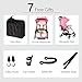 Pink Deluxe Dual-Brake Single Baby Stroller, Portable Light Weight Travel Pram, Large Water Resistant Umbrella Canopy for Infant Toddler, Boys, Girls Unisex 3 Month, 1, 2 Year Old and UP