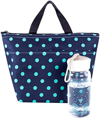 Lunch Hand Bags, SUROY Oxford Cloth Foil Insulated Cooler Bag, Portable Outdoor Camping Zipper Cooler Bag Lunch Box Package (Green spot big)