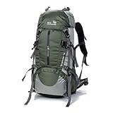 SUNVP 50L Lightweight Hiking Backpack Outdoor Sport Nylon Water-resistant Internal Frame Trekking Bag with Rain Cover for Climbing Camping Travel Mountaineering