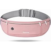 TSUYTNA Running Belt for Women & Men - Slim Phone running belt with Water-Resistant Phone Holder, 3 pockets Adjustable Waist Strap, Reflective Safety Design for Running, Hiking, Travel，Fitness (Pink)
