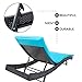 SUNCROWN Outdoor Adjustable Lounge Chair, Patio Wicker Folding Chaise Lounge, Outdoor Couch Sofa Bed with Blue Cushion