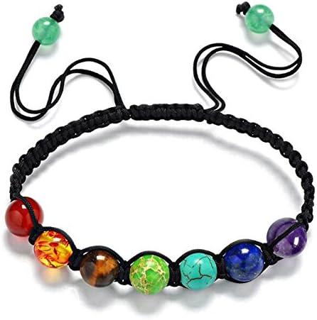 Jauxin 7 Chakra Volcanic Lava Healing Balance Beaded Braided Rope Energy Bracelets