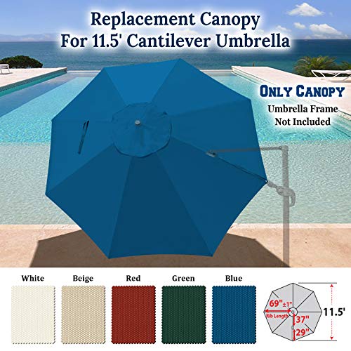 BenefitUSA Replacement Canopy Top Cover for 11.5' Rome Cantilever Patio Umbrella Outdoor Sunshade (Blue) - Thumbnail 3