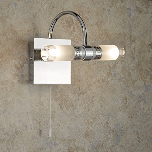 Searchlight Lima - Badkamer Wandlamp Chroom 2 Lichten, Glas IP44, G9 - Afbeelding 3