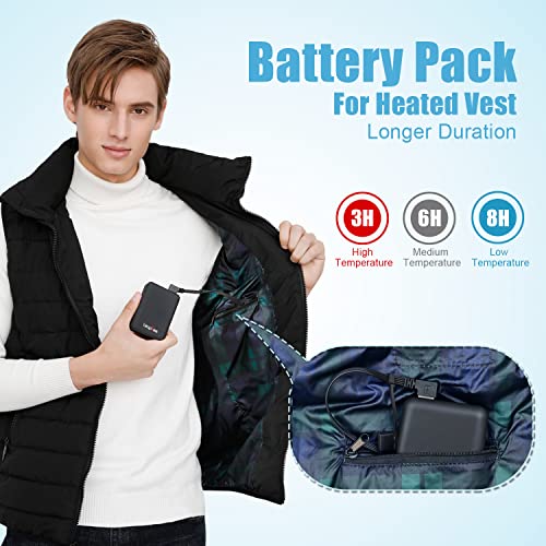 Heated Vest Battery Pack, 5V 10000mAh Power Bank, Portable Charger for