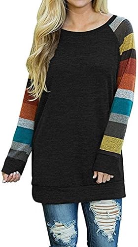 UMETINY Women's Cotton Knitted Long Sleeve Lightweight Tunic Sweatshirt Tops (S, Black Yellow)