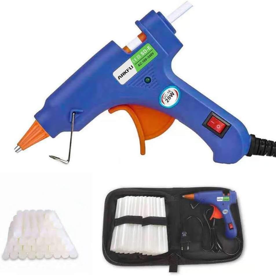 Hot Glue Gun, 20W Mini Hot Melt Glue Gun Set with 75pcs Glue Sticks and Carry Case for Packaging, DIY, Arts & Craft, Home Quick Repairs Etc(Blue)