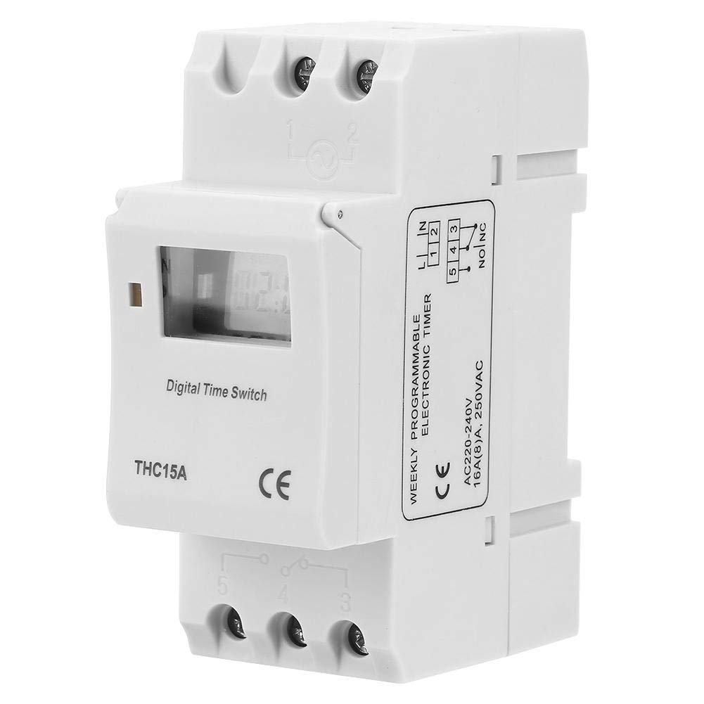 Astronomical Timer Switch, THC15A 220-240VAC 16A Digital Programmable Timer DIN Rail Digital Programmable Timer Switch with Interchangeable Face Cover