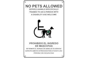SIGNJOKER Weatherproof Plastic Vertical ADA No Pets Service Animals Allowed Bilingual Sign with English & Spanish Text and Symbol