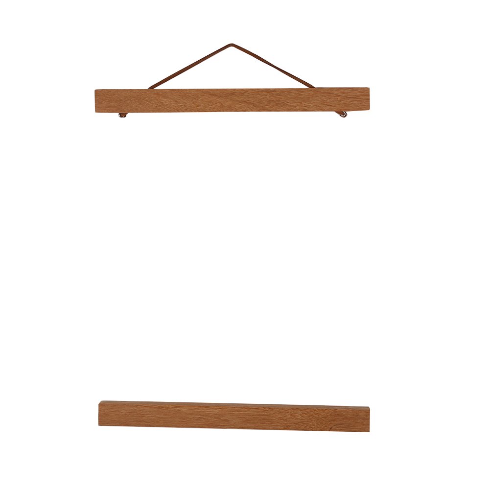 Zerodis Magnetic Wooden Photo Frame,Modern Poster Hanger Hanging Kit Photo Frame for DIY Poster Scroll Prints Artwork Different Sizes Teak Wood(50CM)