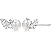 S925 Sterling Silver Small Earrings for Women - Silver Hoop Earrings for Women Jewelry Hypoallergenic Stud Earrings Flower Earrings Cubic Zirconia Earrings Wedding Bride Birthday Gift