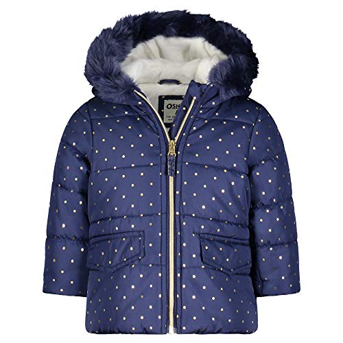OshKosh B'gosh Girls' Perfect Puffer Jacket Coat, Dotted Navy, 4T