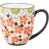 NZYDGXSY Ceramic Coffee Mug with Handle Vintage, Floral Cute Espresso Cups, Large Tea Cups and Drinking Mugs for Office and Home, Ideal Gifts for Women and Men (Orange 480ml)