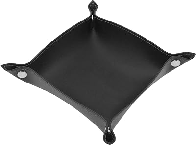 TOPINCN Leather Valet Tray, Black Desktop Storage for Jewelry & Keys