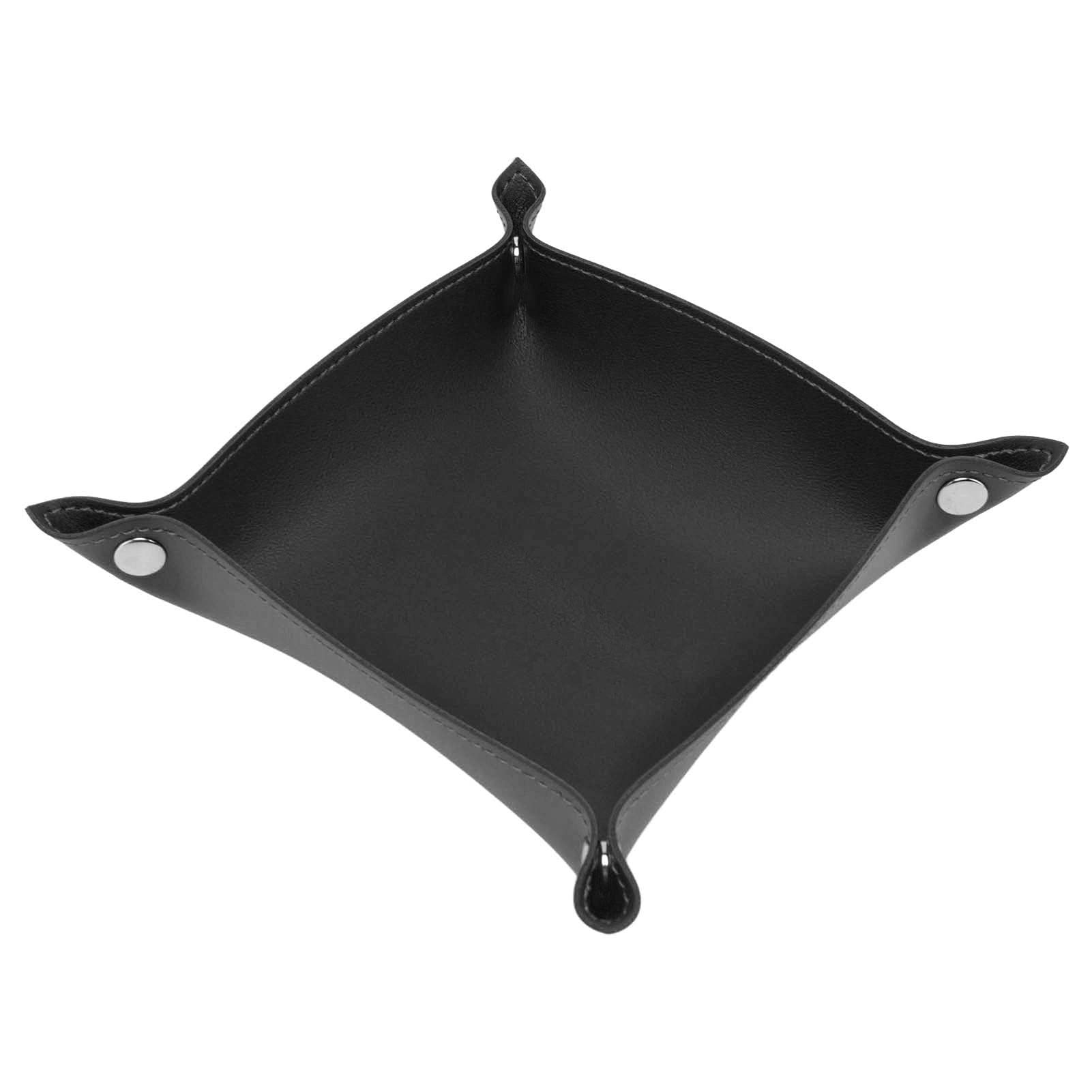 TOPINCN Leather Valet Tray, Bedside Vanity Tray Desktop Storage Tray with Artificial Leather Fashionable Design for Jewelry Watch Key Phone(black)