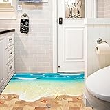 DZT1968 3D Beach Floor Wall Sticker Removable Mural Decals Vinyl Art Living Room Decor