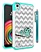 LG X Power Case, Style4U Cute Owl Studded Rhinestone Crystal Bling Hybrid Armor Case Cover for LG X Power with 1 Style4U Stylus [White / Teal]