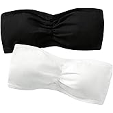 OYOANGLE Girl's 2 Pack Strapless Tube Bras Wireless Padded Seamless Bandeau Bralettes