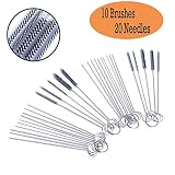 Podoy Carburetor Cleaning Kit Small Wire Brush Carb Dirt Jet Cleaner Tool with 20 Cleaning Needles &10 Brushes (Set of 30)