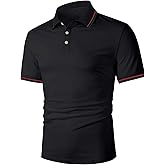 RoseSeek Men's Striped Collared Golf Shirts Short Sleeve Button Down Office Shirt
