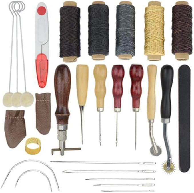 VVU 18Pcs Leather Sewing Tools Kit Professional Leather Craft Tools Kit