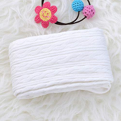 VWU Baby Long Socks Girls Tights Seamless Toddler Infant Pantyhose Leggings Stockings Thick Solid Cable Knit Cotton Baby Tights 2 Pack (White Grey, 12-24 months)