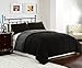 Cozy Beddings Comforter Set, Reversible Down Alternative, Box Stitch Bed Cover, Full/Queen, Grey/Black