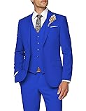 Wangyue Mens 3 Piece Suit Royal Blue Suits for Men