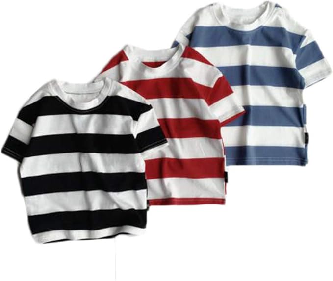 Amazon ンーセンー 半袖 子供服 Tシャツ キッズ ボーダー柄 シャツ 通園 通学 トップス かっこいい 子供服 男の子 デザイン カットソー ショート丈 コットン シャツ Tシャツ カットソー 通販