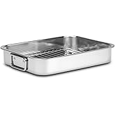 Stainless Steel Turkey Roasting Pan with Rack & Handles, Heavy Duty Food-Safe Turkey Pan Dishwasher Safe, Perfect for Cooking Turkey and Steak for Thanksgiving and Christmas (Extra Size)