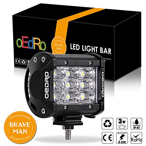 oEdRo 4 Inch Tri-Row LED Light Pods,1600LM 27W Flood Beam Offroad Fog Driving Lights LED Work Light for Car Boat SUV 4X4 4WD ATV Truck Jeep, 3 Years Warranty