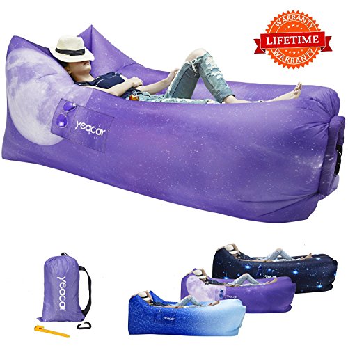 yeacar Inflatable Lounger Air Sofa, Portable Waterproof Indoor or Outdoor Inflatable Couch for Camping Park Hiking Travelling Picnics Pool Music Festivals and Beach Party