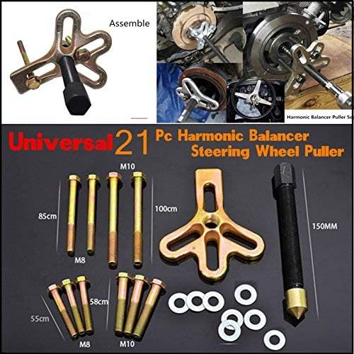 21pcs Universal Carbon Steel Harmonic Balancer Steering Wheel Puller Kit Gear Crankshaft Damper Tool