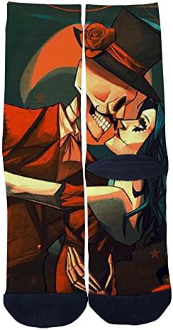 VariClouds Men's Women's Custom Dias De Los Muertos Dancing Couple Drawings Creative Casual Fashion Crew Socks