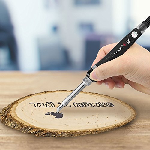Tabiger Wood Burning Kit, 60W Pyrography Pen/Wood Burning Pen with Adjustable Temp 200~450℃ and ON/OFF Switch, 28 PCS Carving/Embossing/Soldering Tips, 3PCS Stencils, Carving knife, Stand, PU Case - Thumbnail 5