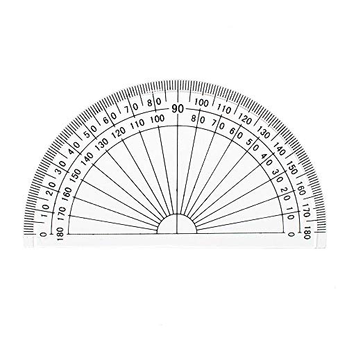 Leline's Plastic Protractor 180 Degree, 2pcs Student Math Protractors 4-inch Long, Clear