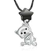 Ydmwannx Cat Urn Necklace for Ashes Star Star Cremation Jewelry for Pet Stainless Steel Ashes Pendant for Women Men Keepsake Necklace Memorial for Jewelry