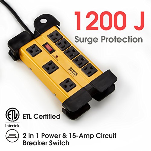image for EZOPower 8 Outlet Industrial Safety Heavy-Duty Metal Housing Surge Pro